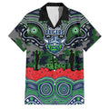 ANZAC Day Canberra Raiders Family Matching Off Shoulder Maxi Dress and Hawaiian Shirt Military Memorial Aboriginal Indigenous Art
