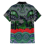 ANZAC Day Canberra Raiders Family Matching Off Shoulder Maxi Dress and Hawaiian Shirt Military Memorial Aboriginal Indigenous Art