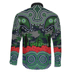 ANZAC Day Canberra Raiders Family Matching Off Shoulder Maxi Dress and Hawaiian Shirt Military Memorial Aboriginal Indigenous Art