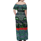 ANZAC Day Canberra Raiders Family Matching Off Shoulder Maxi Dress and Hawaiian Shirt Military Memorial Aboriginal Indigenous Art