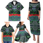 ANZAC Day Canberra Raiders Family Matching Puletasi and Hawaiian Shirt Military Memorial Aboriginal Indigenous Art