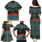 ANZAC Day Canberra Raiders Family Matching Puletasi and Hawaiian Shirt Military Memorial Aboriginal Indigenous Art