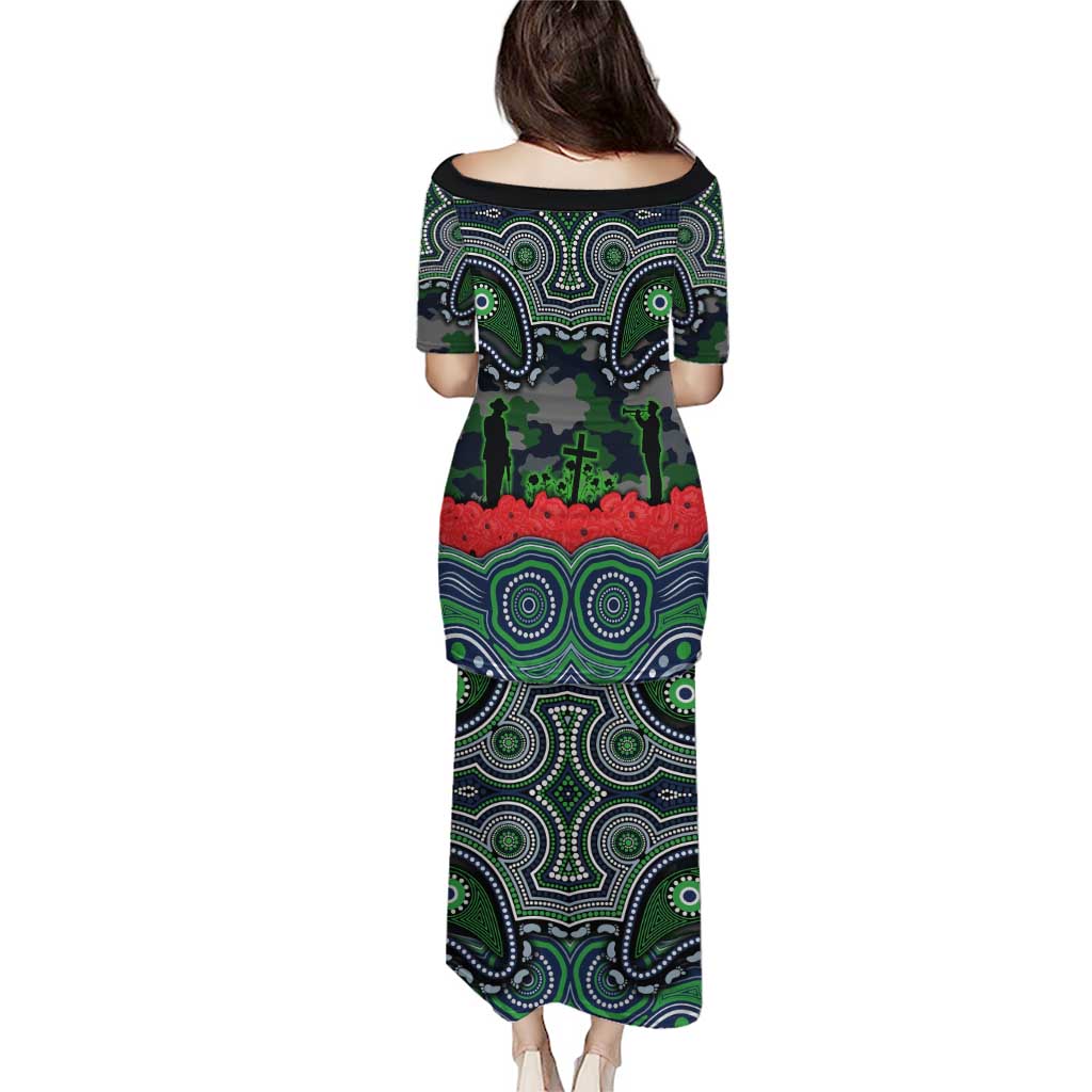 ANZAC Day Canberra Raiders Family Matching Puletasi and Hawaiian Shirt Military Memorial Aboriginal Indigenous Art