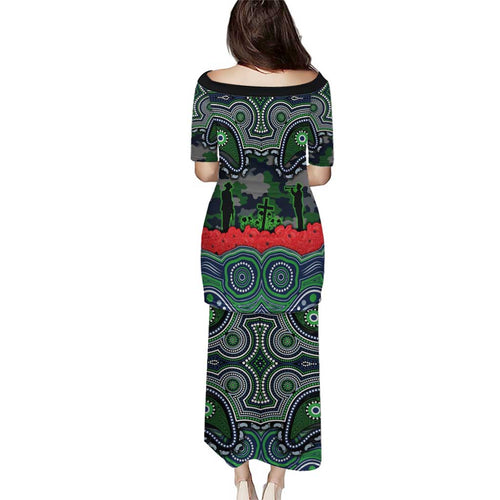 ANZAC Day Canberra Raiders Family Matching Puletasi and Hawaiian Shirt Military Memorial Aboriginal Indigenous Art