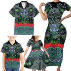 ANZAC Day Canberra Raiders Family Matching Short Sleeve Bodycon Dress and Hawaiian Shirt Military Memorial Aboriginal Indigenous Art