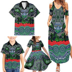 ANZAC Day Canberra Raiders Family Matching Summer Maxi Dress and Hawaiian Shirt Military Memorial Aboriginal Indigenous Art