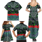 ANZAC Day Canberra Raiders Family Matching Summer Maxi Dress and Hawaiian Shirt Military Memorial Aboriginal Indigenous Art