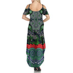 ANZAC Day Canberra Raiders Family Matching Summer Maxi Dress and Hawaiian Shirt Military Memorial Aboriginal Indigenous Art