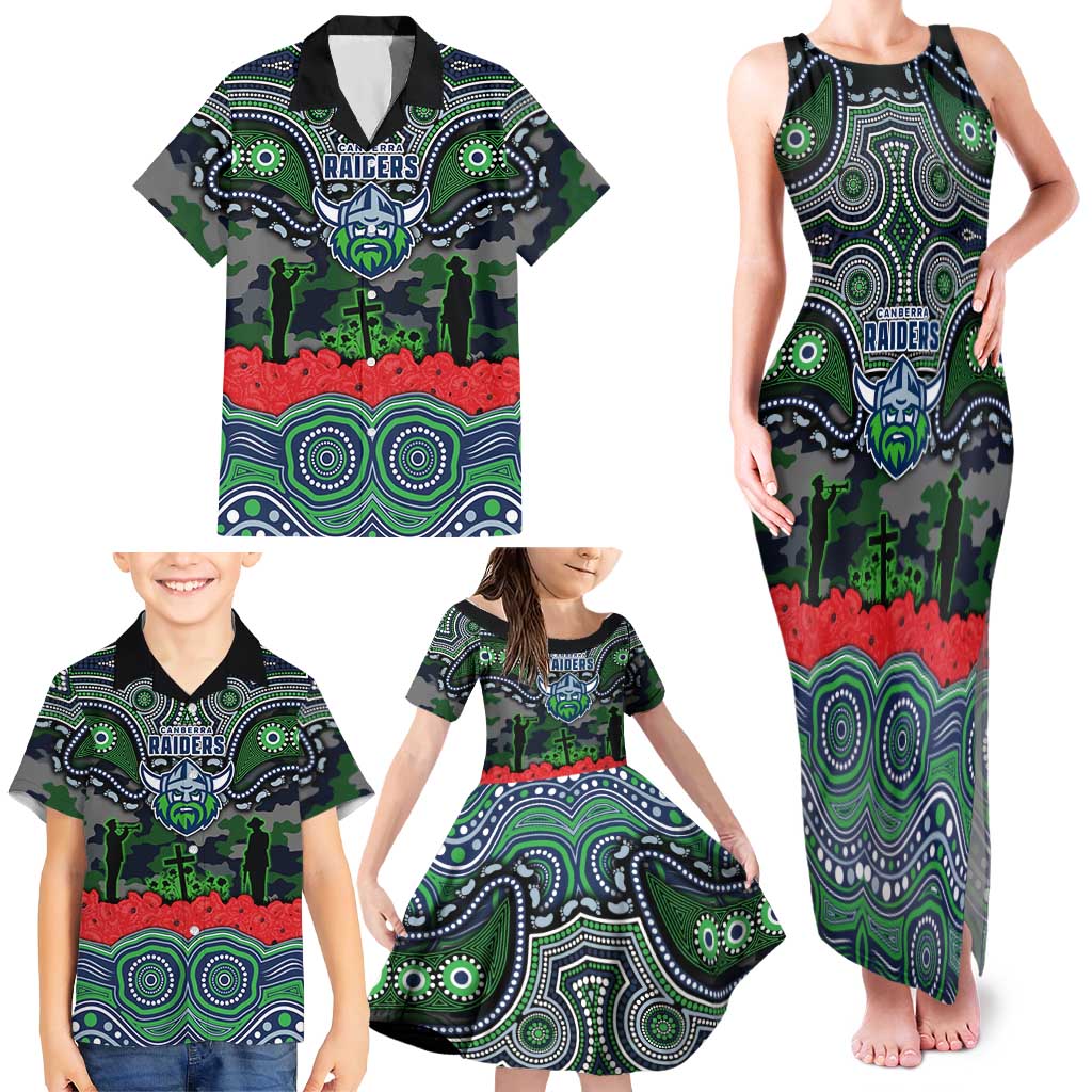 ANZAC Day Canberra Raiders Family Matching Tank Maxi Dress and Hawaiian Shirt Military Memorial Aboriginal Indigenous Art