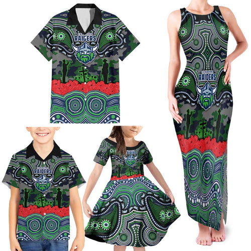 ANZAC Day Canberra Raiders Family Matching Tank Maxi Dress and Hawaiian Shirt Military Memorial Aboriginal Indigenous Art