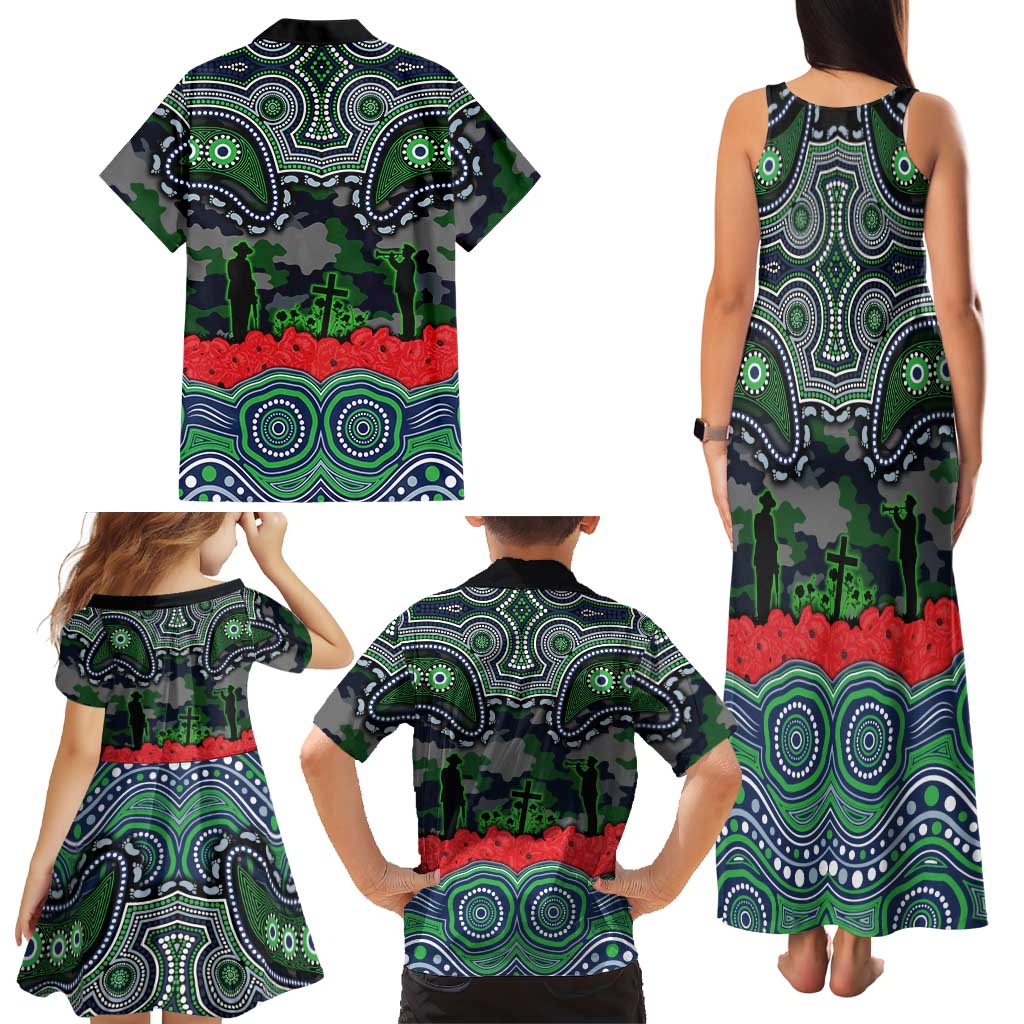 ANZAC Day Canberra Raiders Family Matching Tank Maxi Dress and Hawaiian Shirt Military Memorial Aboriginal Indigenous Art