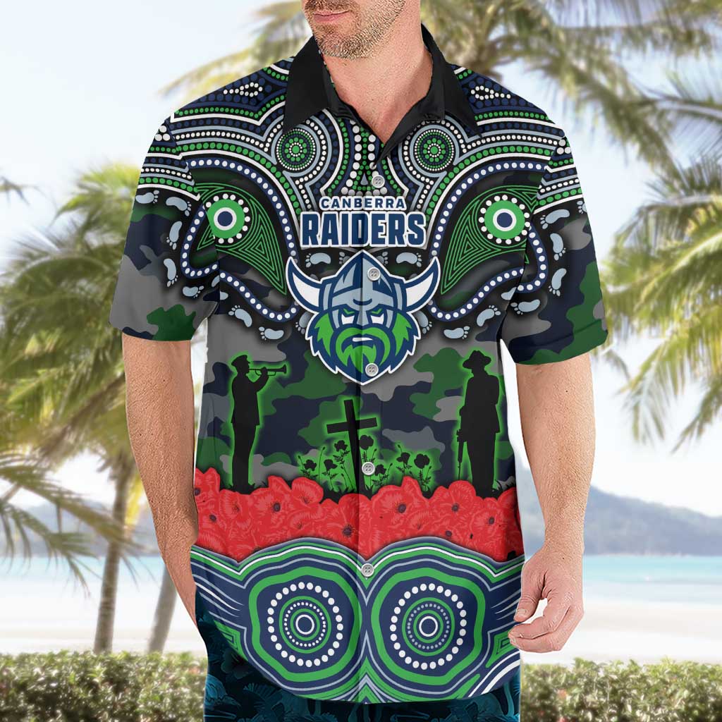 ANZAC Day Canberra Raiders Hawaiian Shirt Military Memorial Aboriginal Indigenous Art