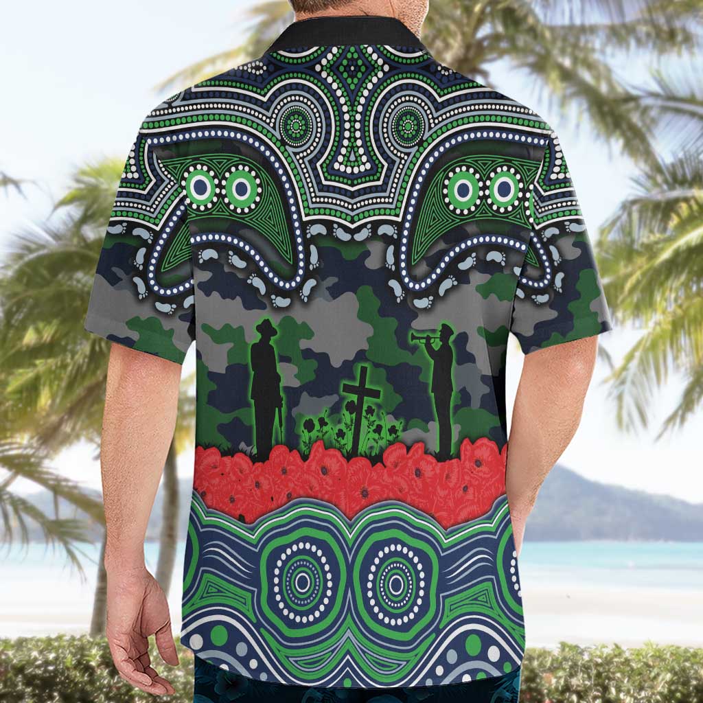 ANZAC Day Canberra Raiders Hawaiian Shirt Military Memorial Aboriginal Indigenous Art