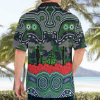 ANZAC Day Canberra Raiders Hawaiian Shirt Military Memorial Aboriginal Indigenous Art