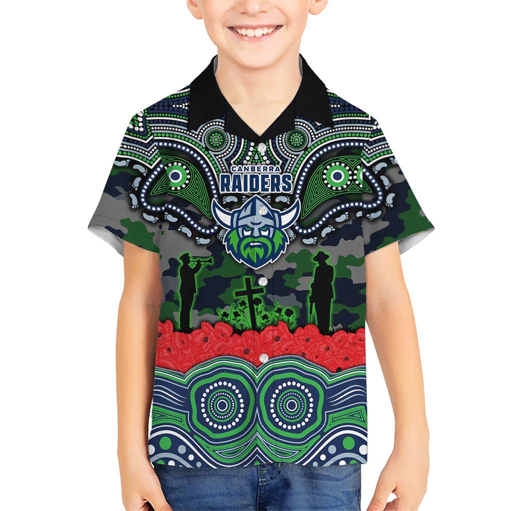 ANZAC Day Canberra Raiders Hawaiian Shirt Military Memorial Aboriginal Indigenous Art