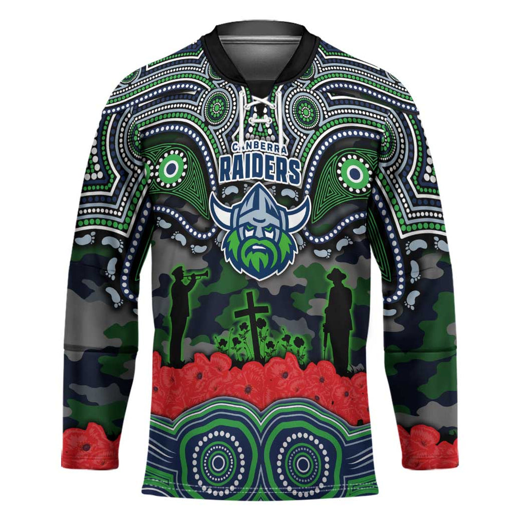 ANZAC Day Canberra Raiders Hockey Jersey Military Memorial Aboriginal Indigenous Art