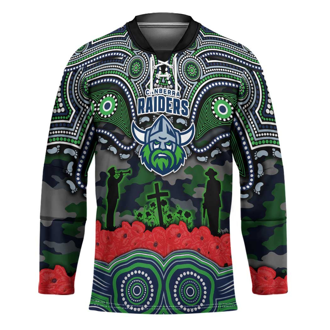 ANZAC Day Canberra Raiders Hockey Jersey Military Memorial Aboriginal Indigenous Art