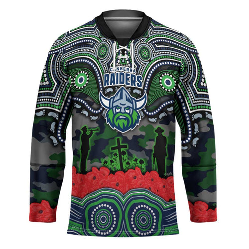 ANZAC Day Canberra Raiders Hockey Jersey Military Memorial Aboriginal Indigenous Art
