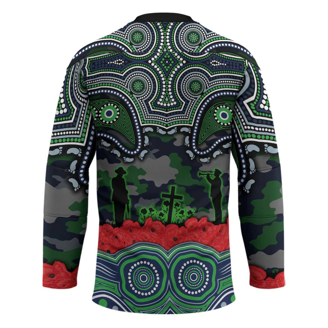 ANZAC Day Canberra Raiders Hockey Jersey Military Memorial Aboriginal Indigenous Art