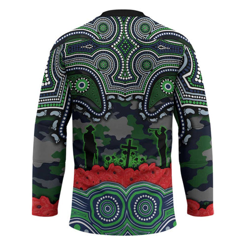 ANZAC Day Canberra Raiders Hockey Jersey Military Memorial Aboriginal Indigenous Art
