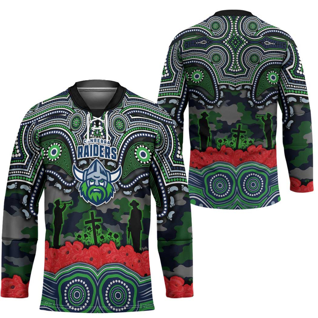 ANZAC Day Canberra Raiders Hockey Jersey Military Memorial Aboriginal Indigenous Art