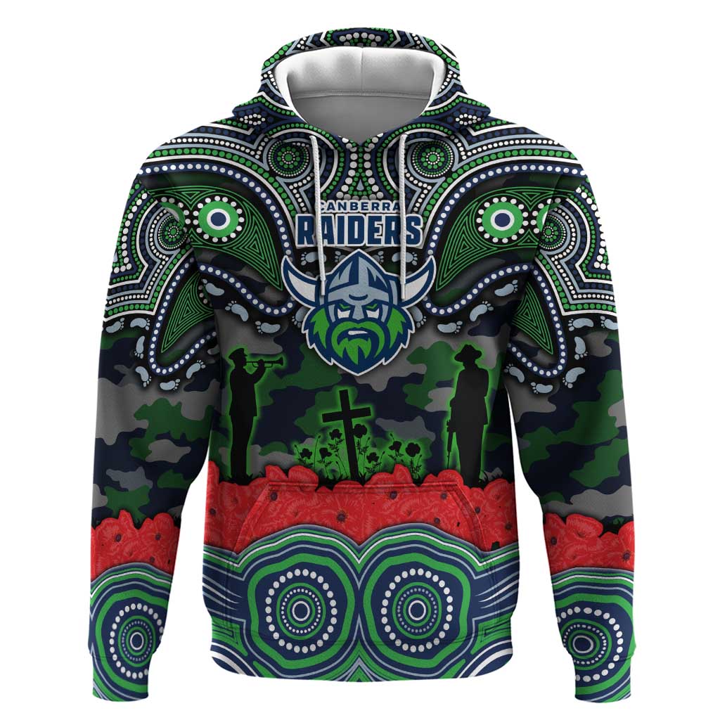 ANZAC Day Canberra Raiders Hoodie Military Memorial Aboriginal Indigenous Art