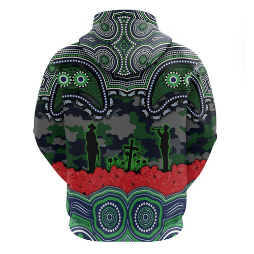 ANZAC Day Canberra Raiders Hoodie Military Memorial Aboriginal Indigenous Art