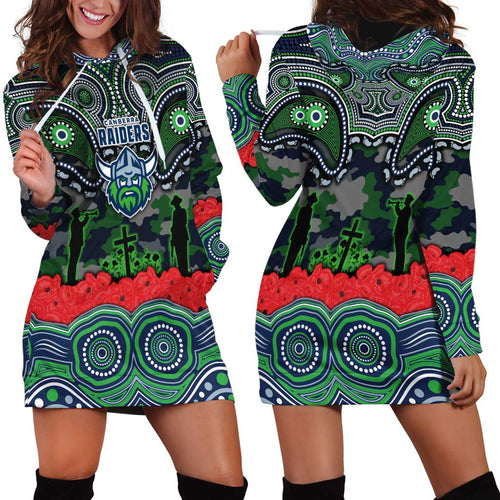 ANZAC Day Canberra Raiders Hoodie Dress Military Memorial Aboriginal Indigenous Art