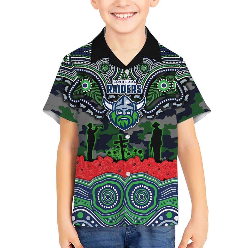 ANZAC Day Canberra Raiders Kid Hawaiian Shirt Military Memorial Aboriginal Indigenous Art