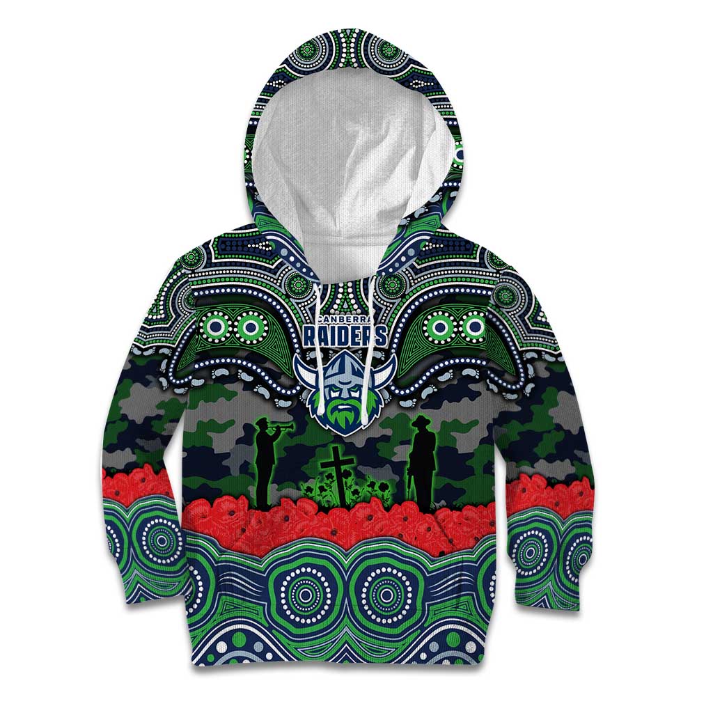 ANZAC Day Canberra Raiders Kid Hoodie Military Memorial Aboriginal Indigenous Art