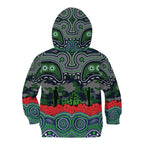 ANZAC Day Canberra Raiders Kid Hoodie Military Memorial Aboriginal Indigenous Art