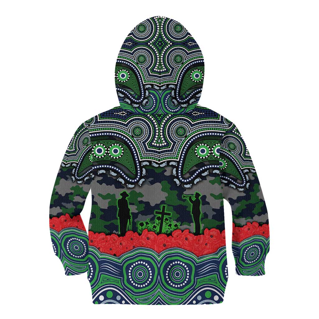 ANZAC Day Canberra Raiders Kid Hoodie Military Memorial Aboriginal Indigenous Art