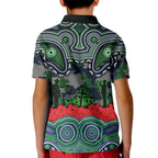 ANZAC Day Canberra Raiders Kid Polo Shirt Military Memorial Aboriginal Indigenous Art