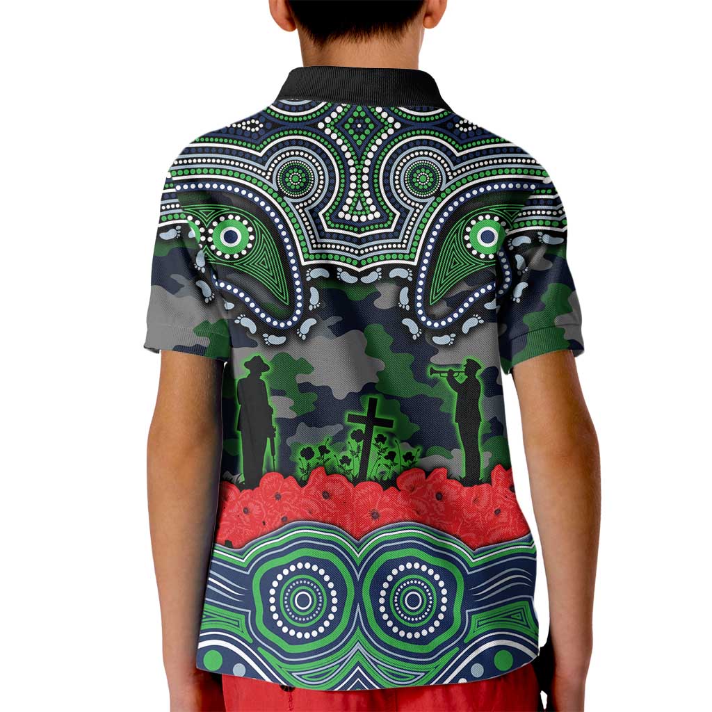 ANZAC Day Canberra Raiders Kid Polo Shirt Military Memorial Aboriginal Indigenous Art