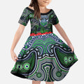 ANZAC Day Canberra Raiders Kid Short Sleeve Dress Military Memorial Aboriginal Indigenous Art