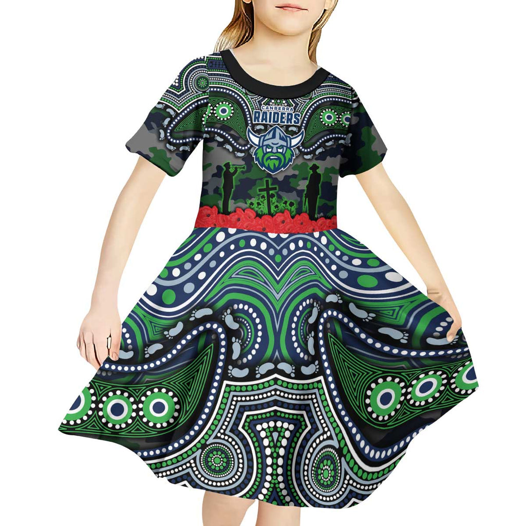 ANZAC Day Canberra Raiders Kid Short Sleeve Dress Military Memorial Aboriginal Indigenous Art