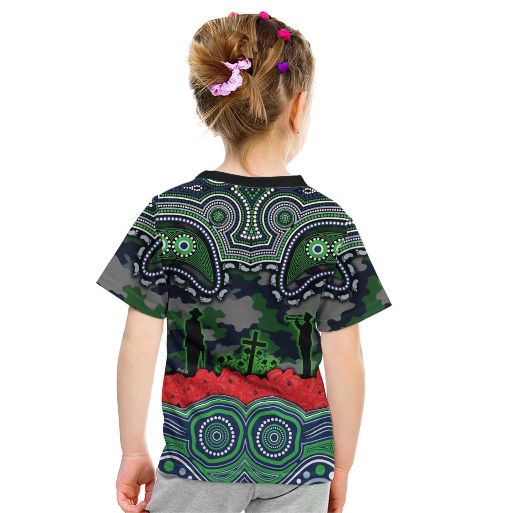 ANZAC Day Canberra Raiders Kid T Shirt Military Memorial Aboriginal Indigenous Art