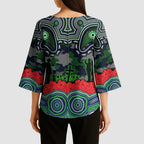 ANZAC Day Canberra Raiders Kimono Sleeve Blouse Military Memorial Aboriginal Indigenous Art
