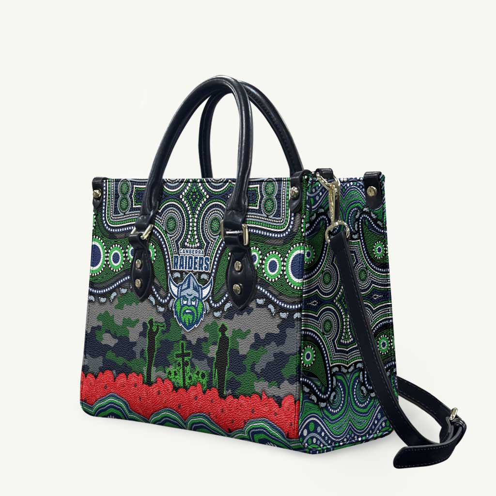 ANZAC Day Canberra Raiders Leather Bag Military Memorial Aboriginal Indigenous Art