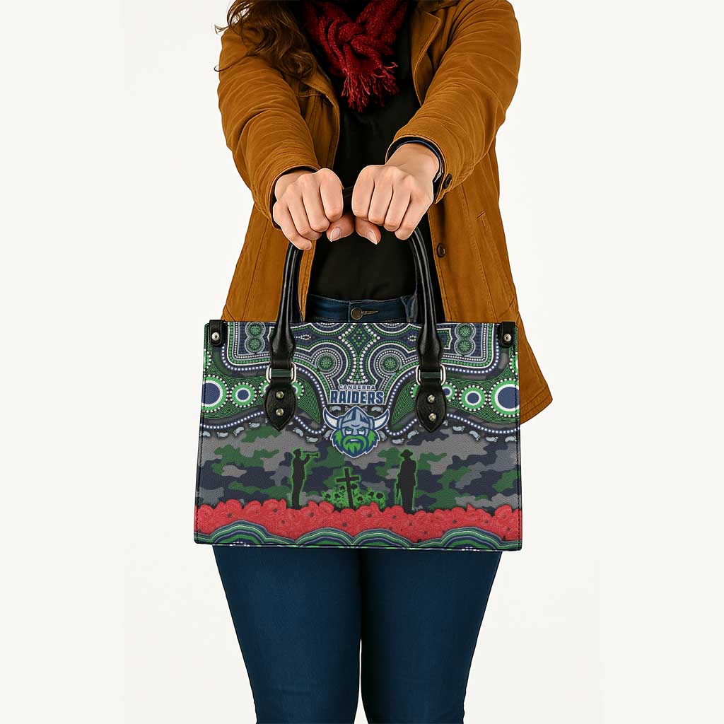 ANZAC Day Canberra Raiders Leather Bag Military Memorial Aboriginal Indigenous Art