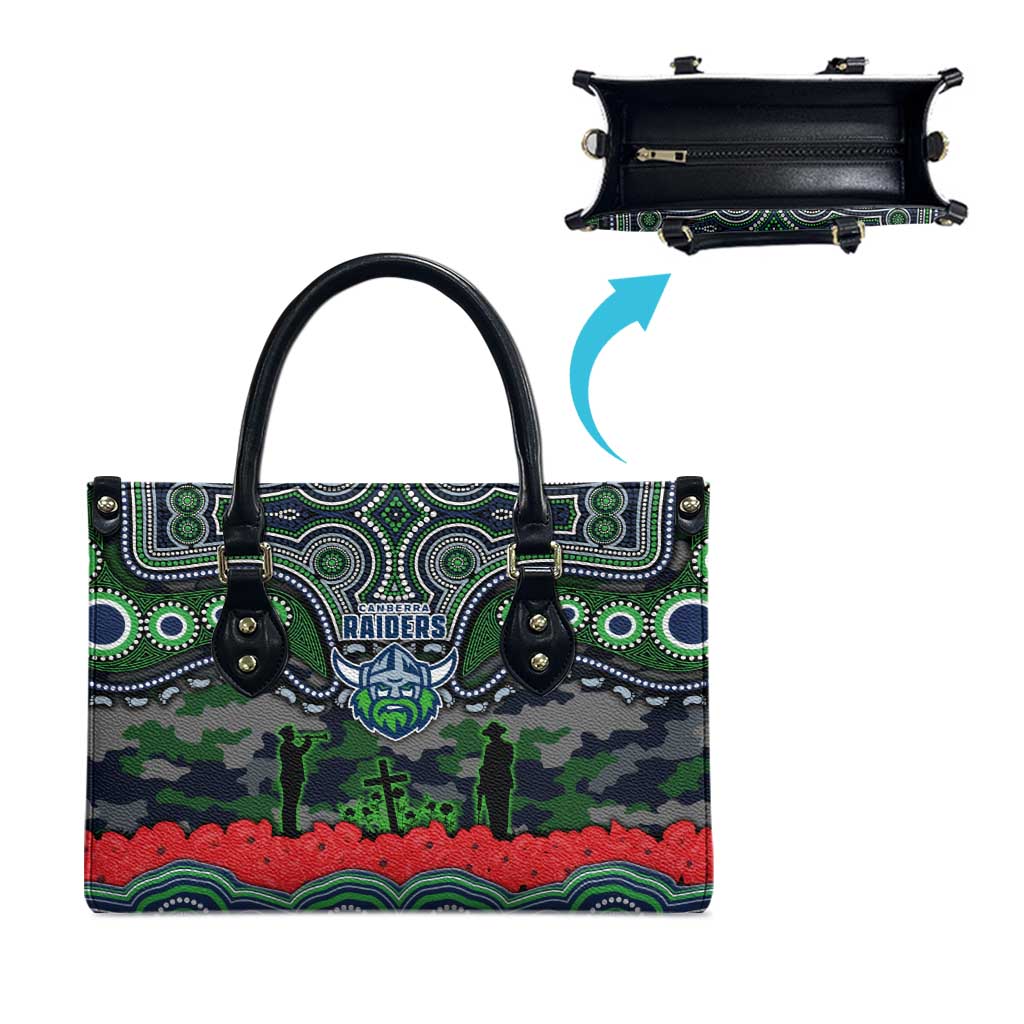 ANZAC Day Canberra Raiders Leather Bag Military Memorial Aboriginal Indigenous Art