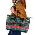 ANZAC Day Canberra Raiders Leather Tote Bag Military Memorial Aboriginal Indigenous Art