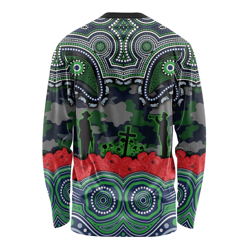 ANZAC Day Canberra Raiders Long Sleeve Shirt Military Memorial Aboriginal Indigenous Art