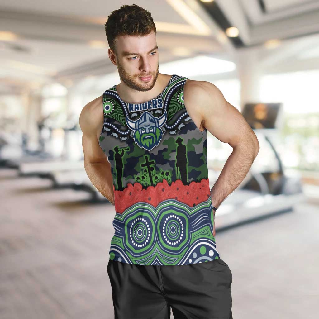 ANZAC Day Canberra Raiders Men Tank Top Military Memorial Aboriginal Indigenous Art