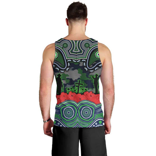 ANZAC Day Canberra Raiders Men Tank Top Military Memorial Aboriginal Indigenous Art