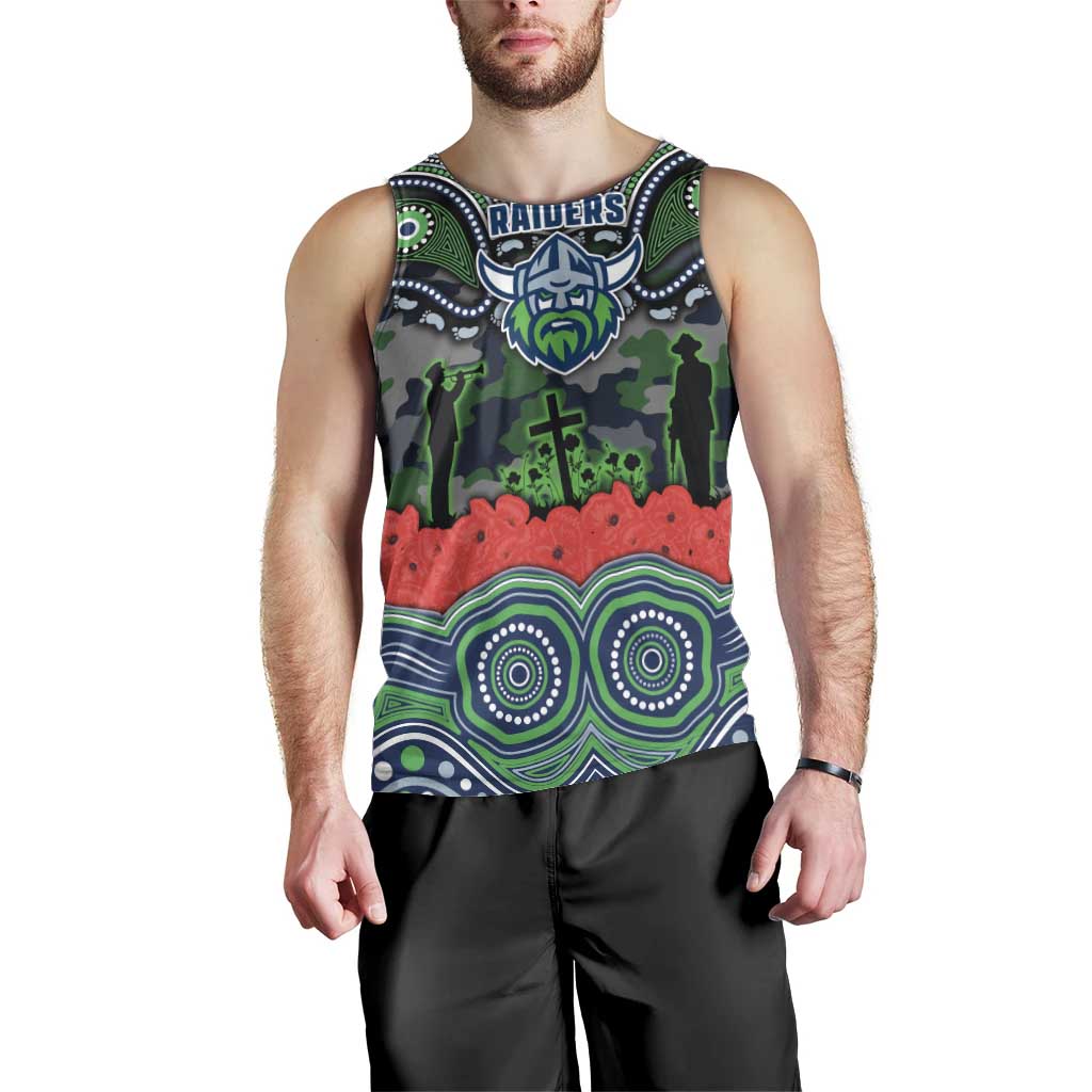 ANZAC Day Canberra Raiders Men Tank Top Military Memorial Aboriginal Indigenous Art