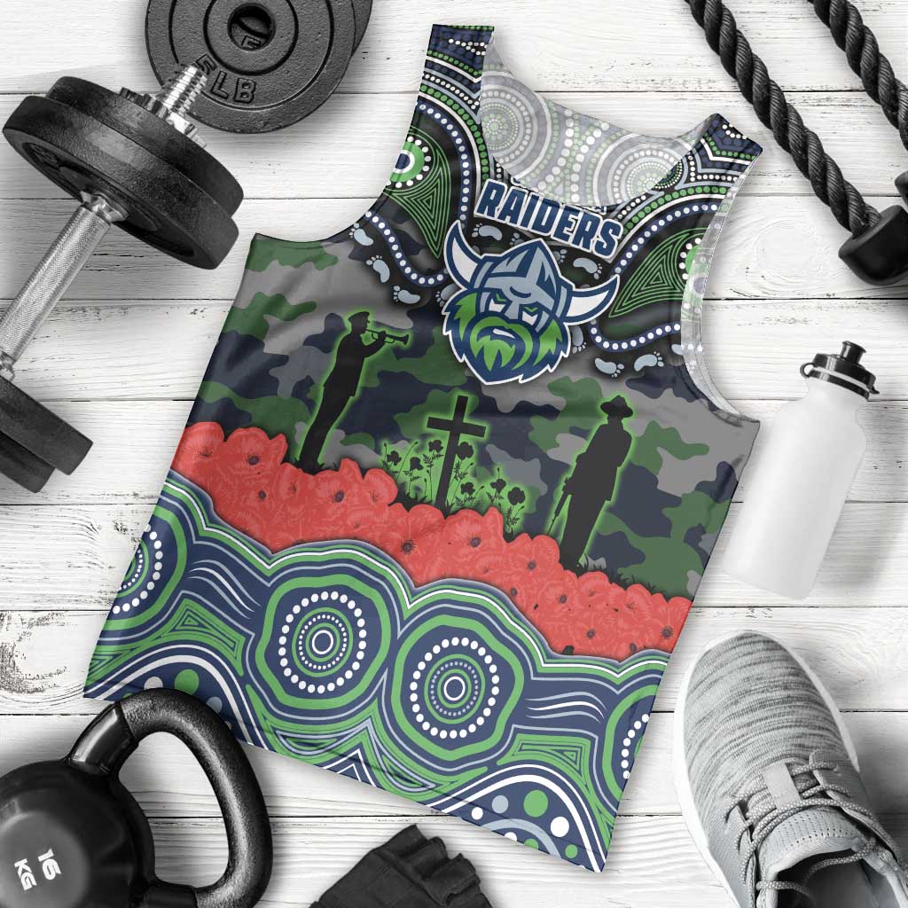 ANZAC Day Canberra Raiders Men Tank Top Military Memorial Aboriginal Indigenous Art