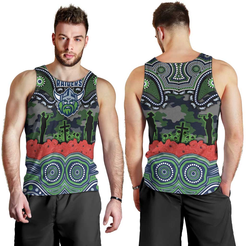 ANZAC Day Canberra Raiders Men Tank Top Military Memorial Aboriginal Indigenous Art