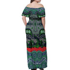 ANZAC Day Canberra Raiders Off Shoulder Maxi Dress Military Memorial Aboriginal Indigenous Art