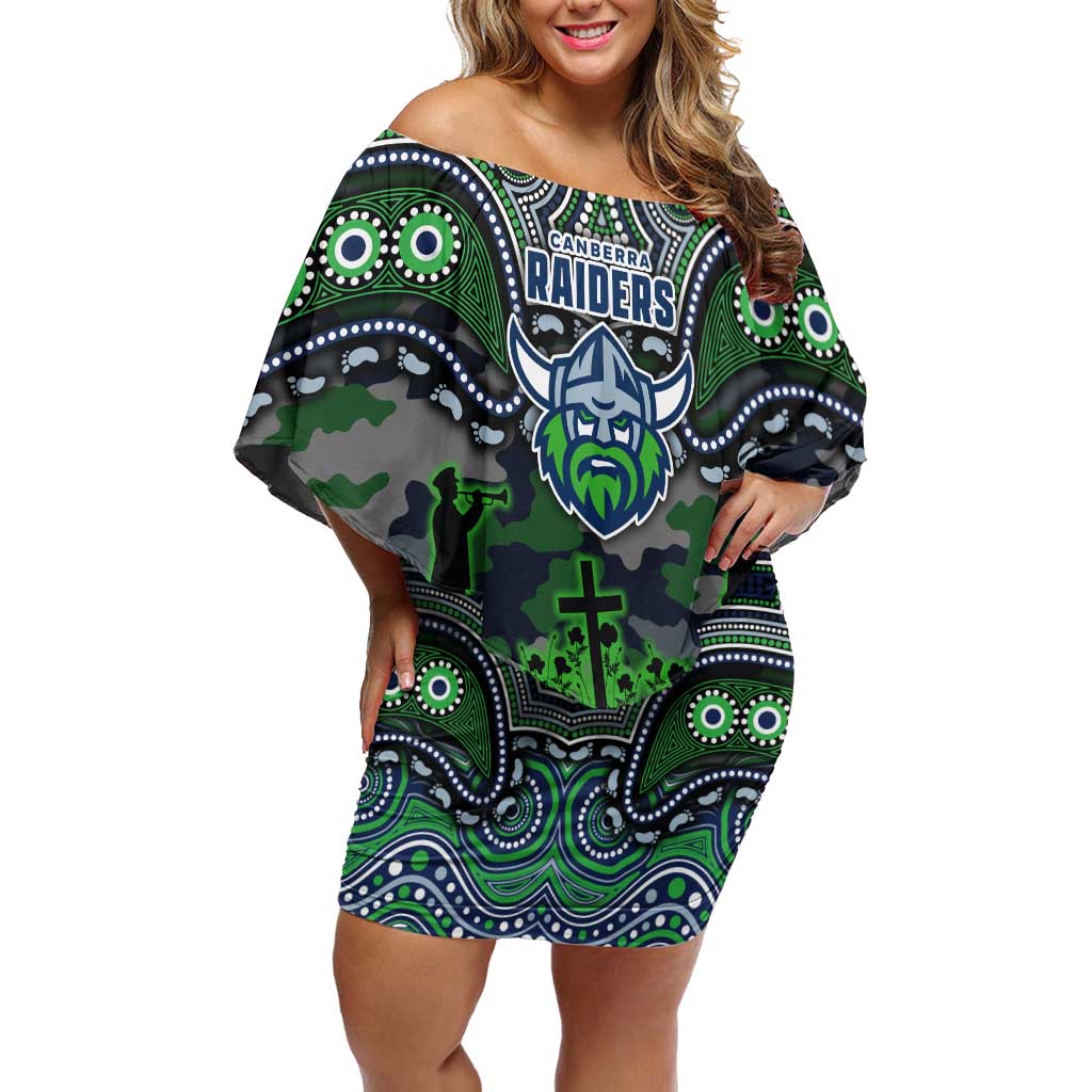 ANZAC Day Canberra Raiders Off Shoulder Short Dress Military Memorial Aboriginal Indigenous Art